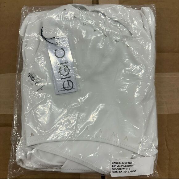 New Gigi C Cassie One Shoulder Cutout Jumpsuit Catsuit White XL - Picture 4 of 5